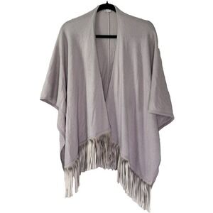 Womens Cashmere Ruana Wrap Shawl Knit Pink Suede Fringe Boho Western Soft Girl